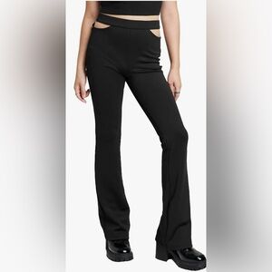 Black Flare Pants with Hip Cut-Outs